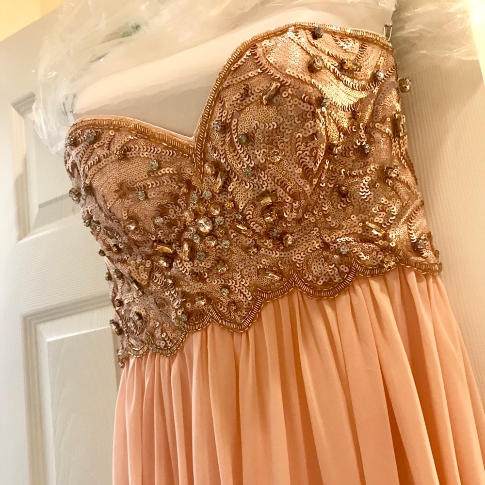 Bronze and Peach Bridesmaid/Evening Dress